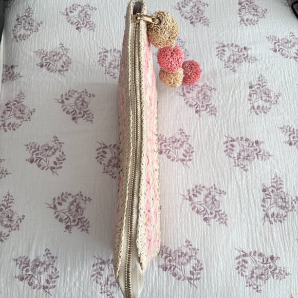 BTB Los Angeles Bria Straw Clutch in Natural/Rose - Picture 6 of 8